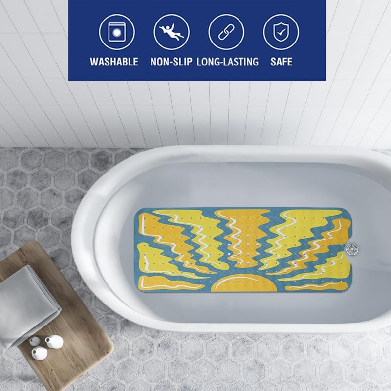 Denifeiya Boho Sun Bathtub Mat Non Slip for Kids