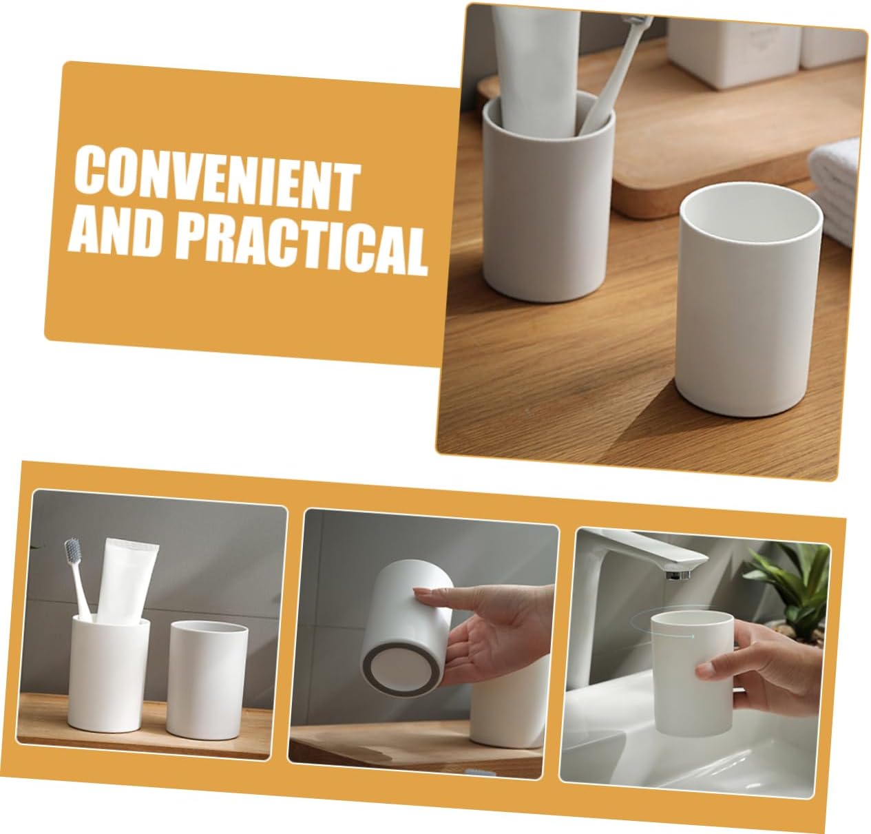 2pcs Reusable Plastic Toothbrush Cups for Bathroom