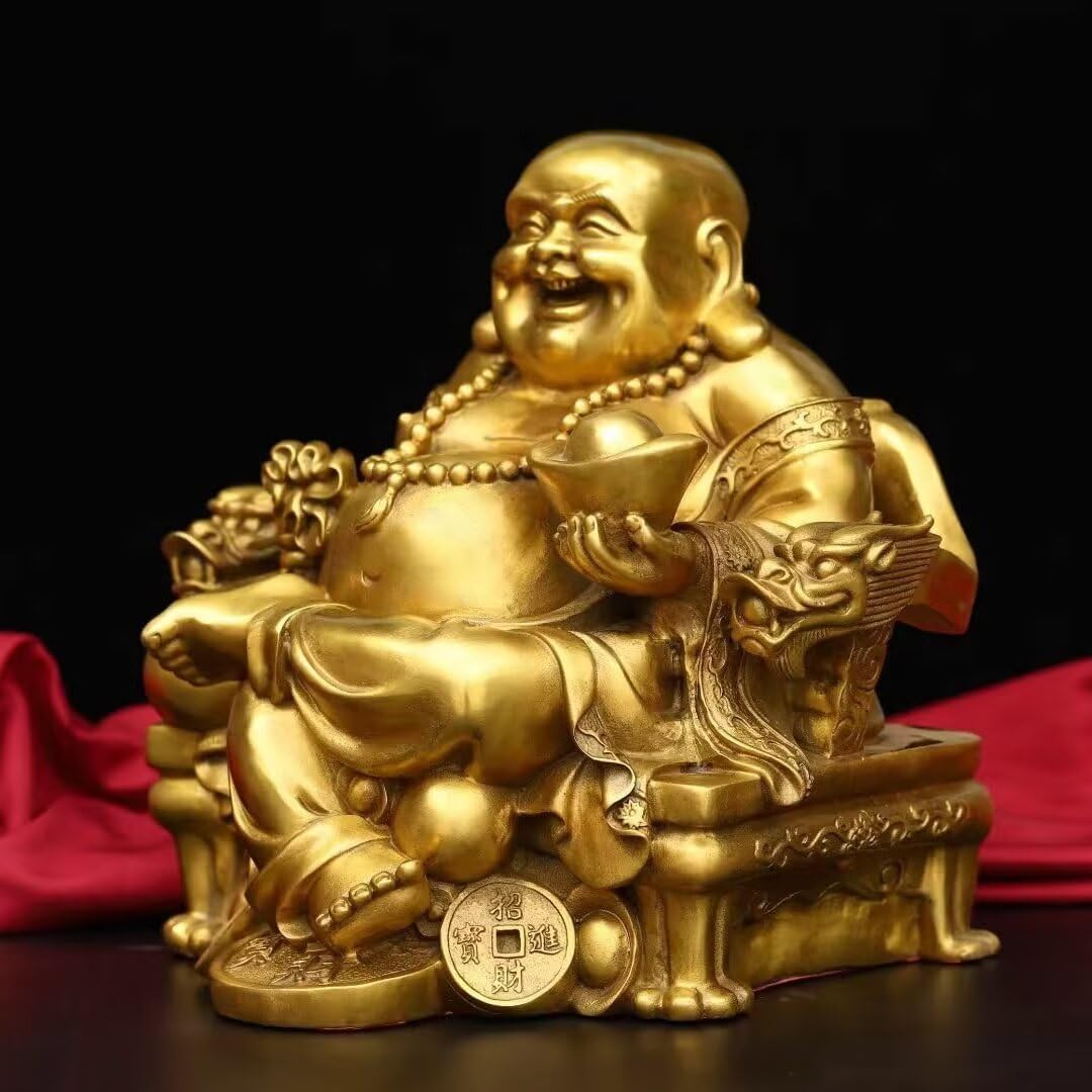 Julrybox Brass Maitreya Buddha Statue 24x28x28IN