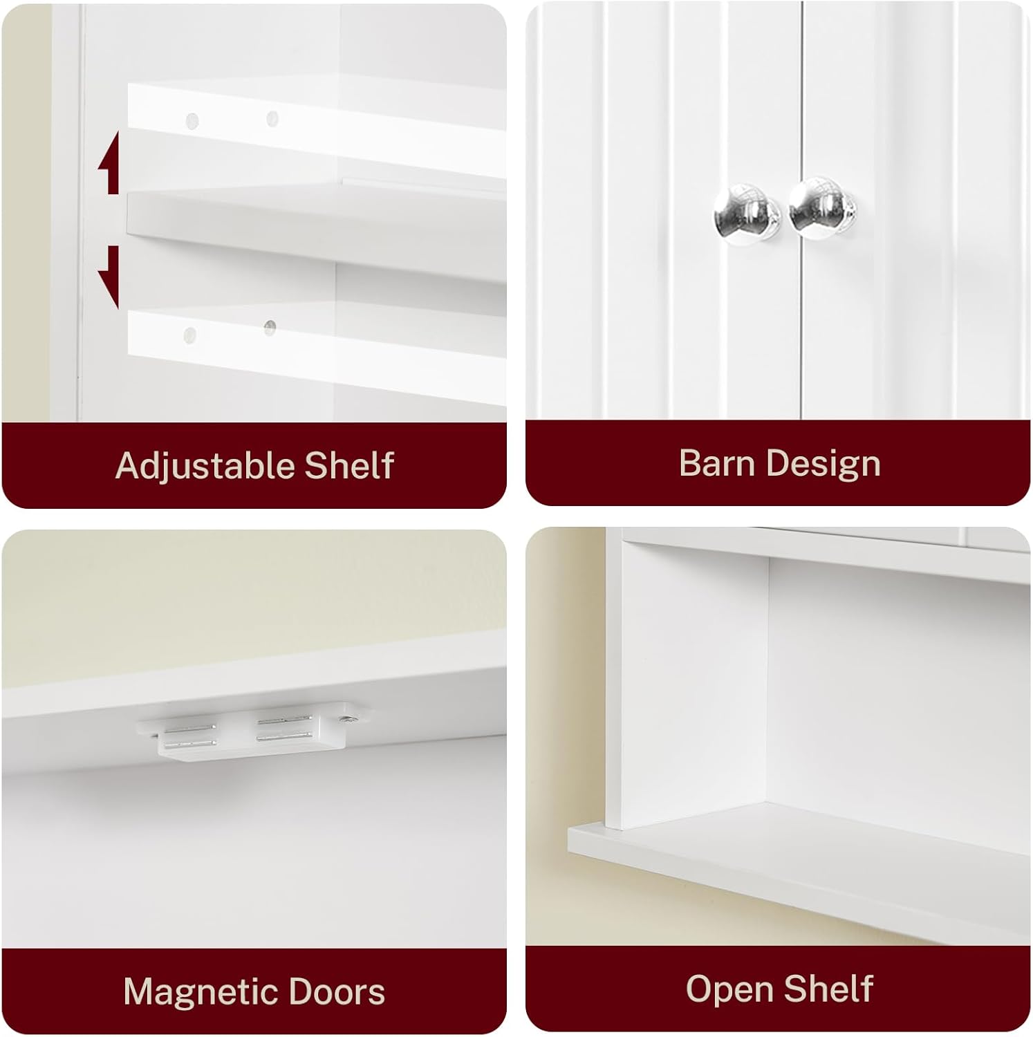 TEENFON Bathroom Wall Cabinet with Adjustable Shelves and Towel Rack 1