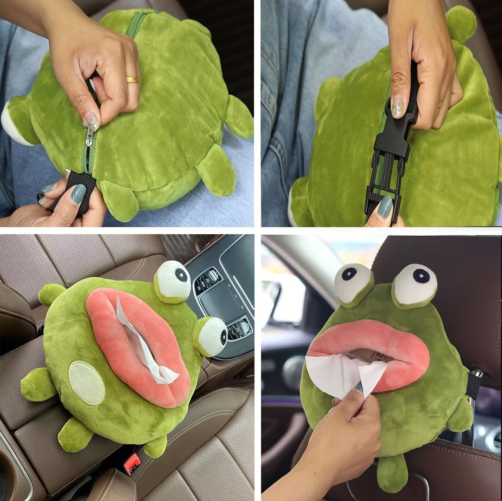Mellsunny Cartoon Car Plush Tissue Box Green Frog