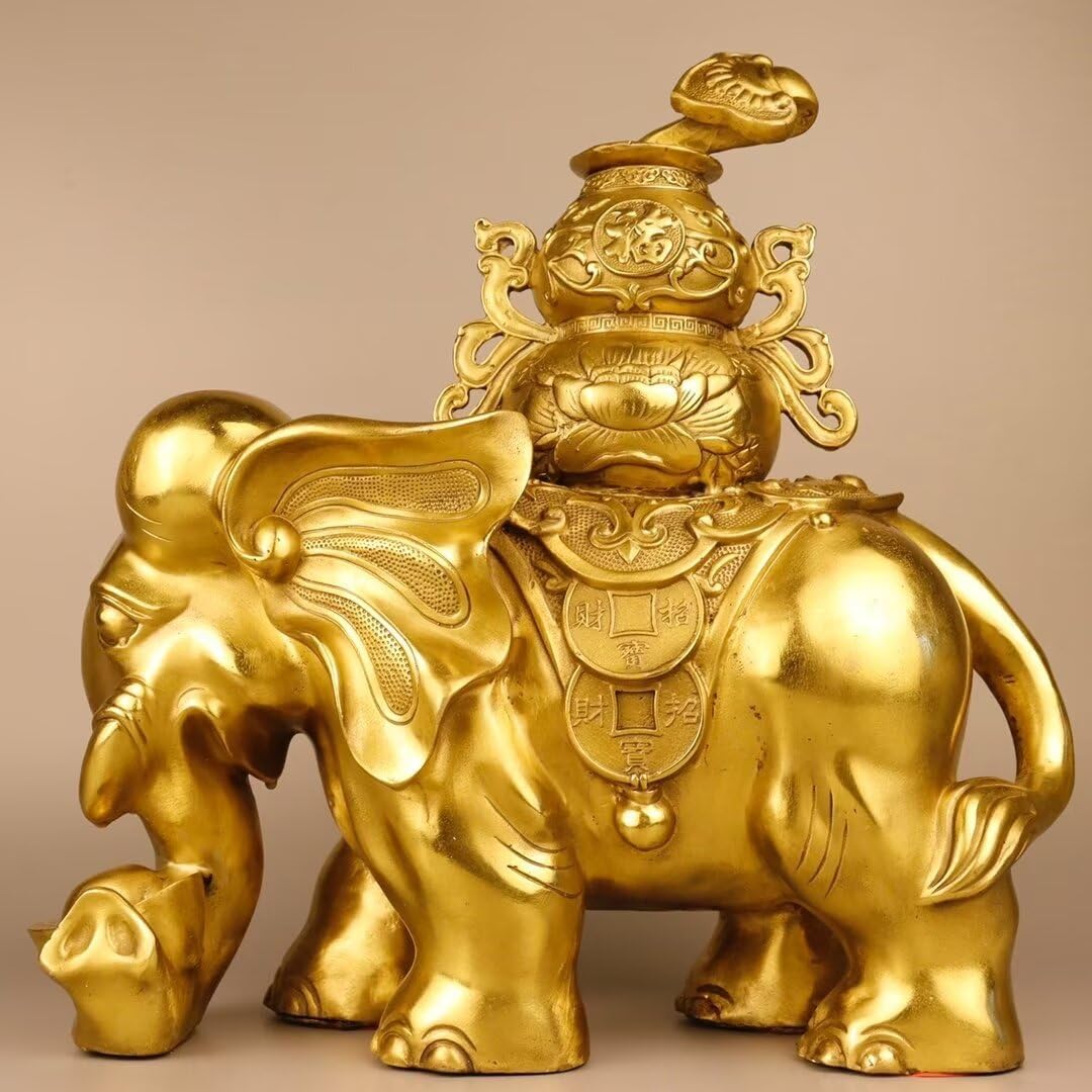 Julrybox Chinese Brass Elephant Ornament