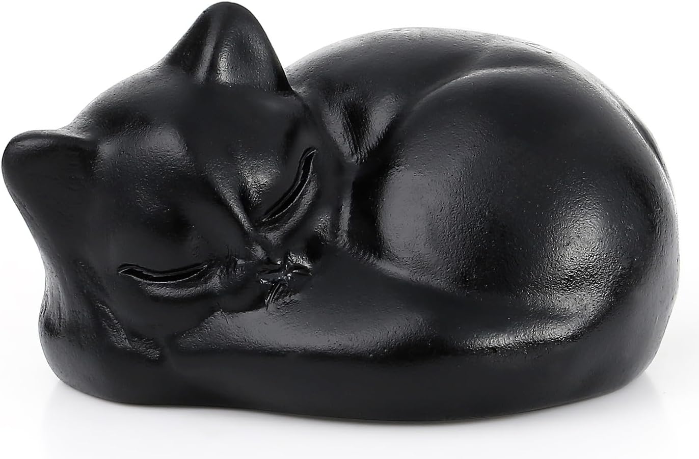 QINJIEJIE Black Obsidian Cat Statue Decor