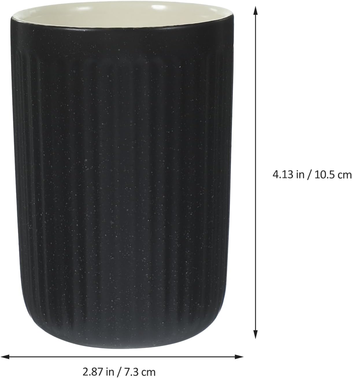 Set of 2 Black Striped Ceramic Toothbrush Holder Cups