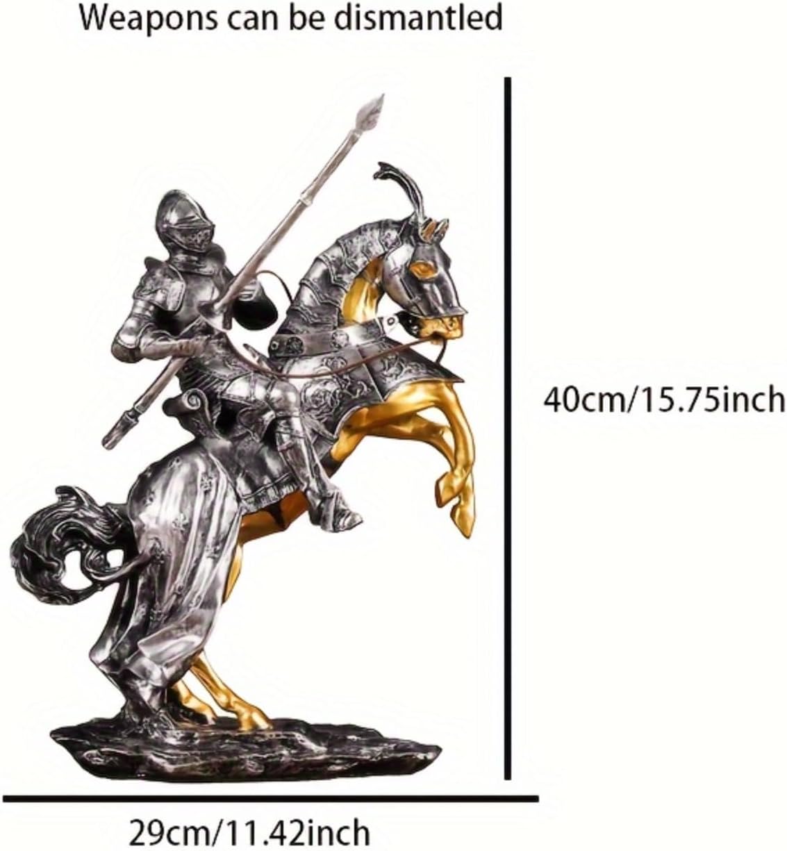 Knightly Resin Figurine - Medieval Horse and Knight Sculpture