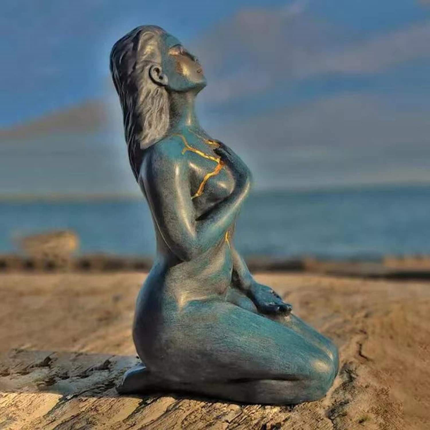 SHINILY Self Love Goddess Sculpture Blue 71 Inch Statue