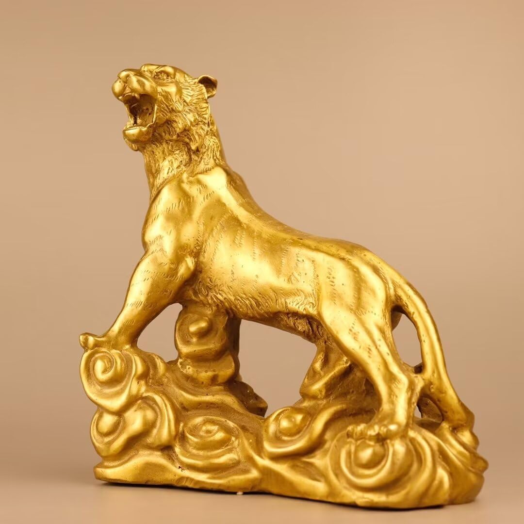 Chinese Brass Tiger Statue for Prosperity and Feng Shui