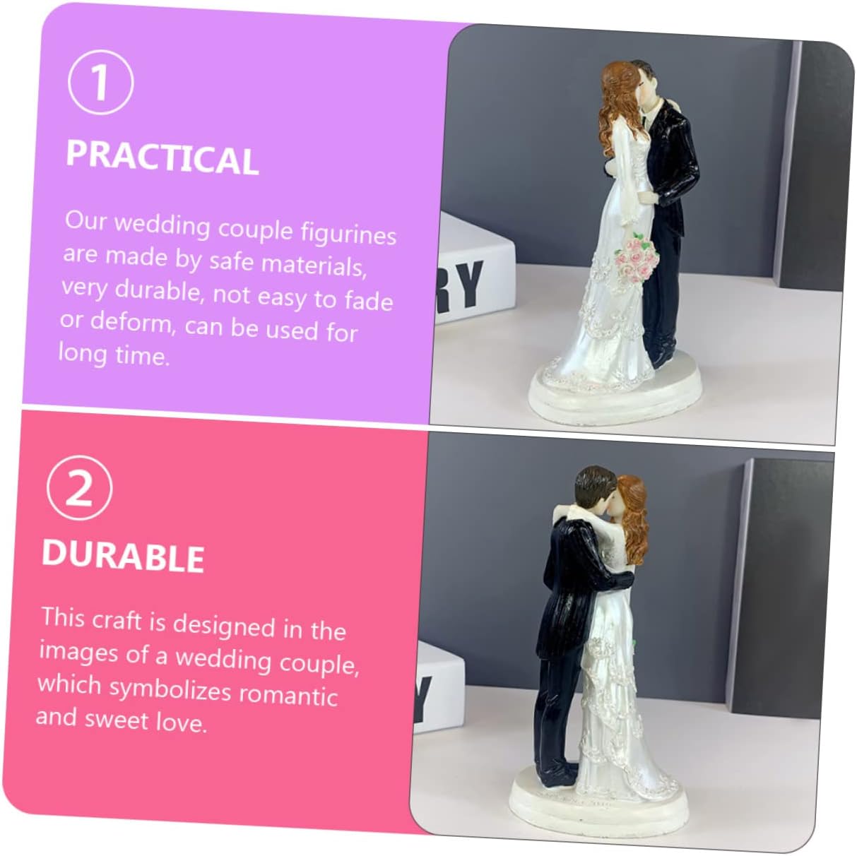 HOOTNEE Wedding Bride Groom Statue Cake Topper Couple Figurine