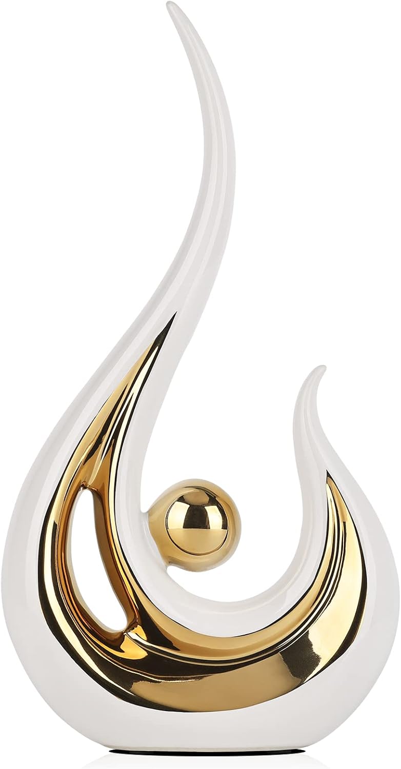 LCCCK Modern Ceramic Flame Statue for Home Decor