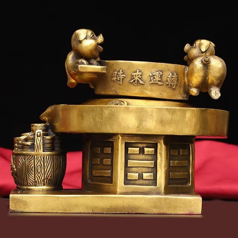 Julrybox Brass Pig Sculpture Zodiac Decor Statue