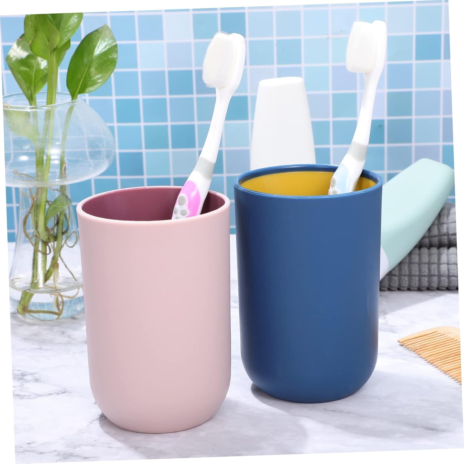 4pcs Simple Style Toothbrush Cups Tumblers for Mouthwash and Rinsing