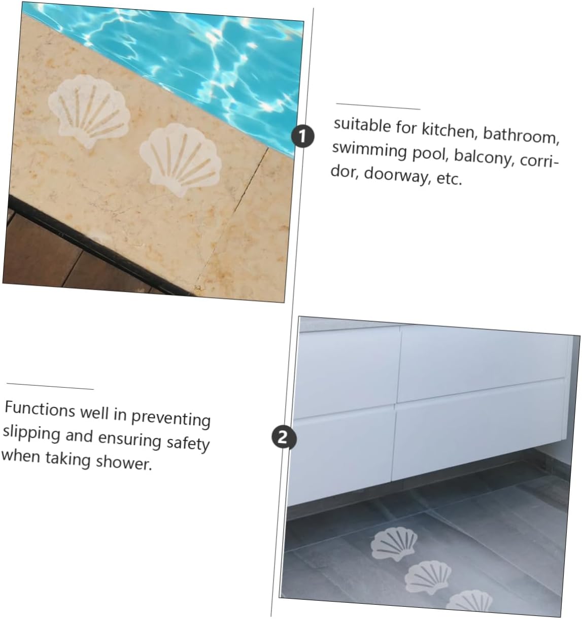12Pcs Shell Shape Antislip Stickers for Bathroom