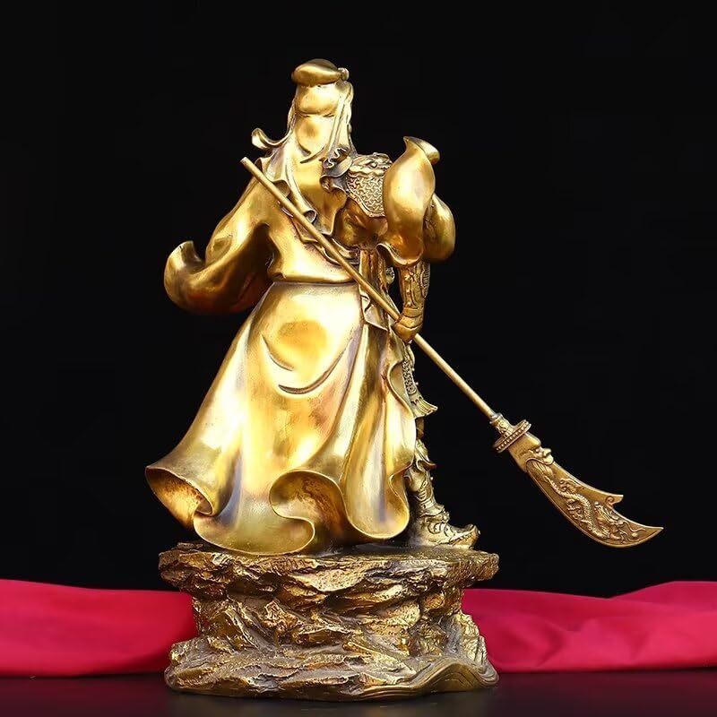 Guan Yu Brass Statue with Dragon Pattern