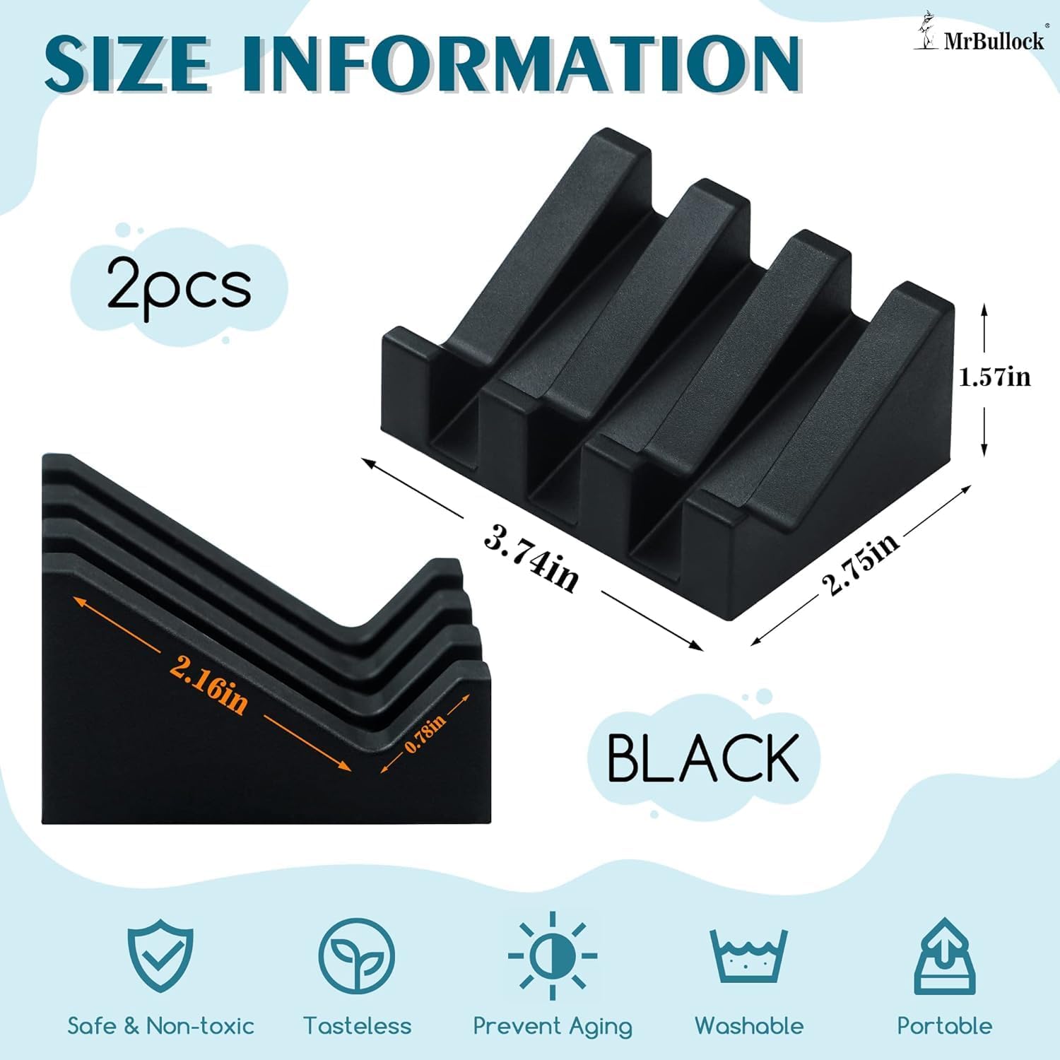 MRBULLOCK Silicone Soap Dish - 2 Pack Black