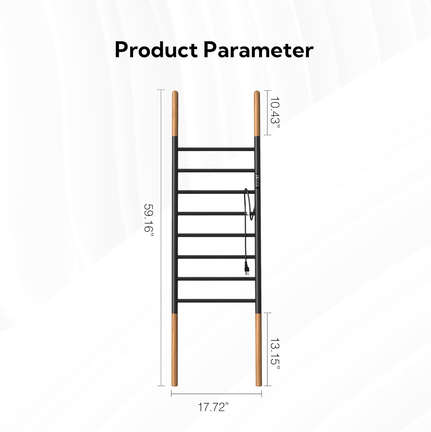 PBhusri 8-Bar Towel Warmer Stand Matte Black Wall-Mounted Electric Drying Rack