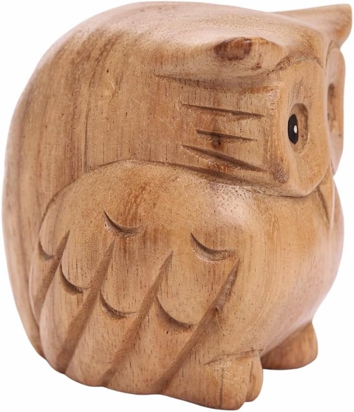Thai Wooden Hand Carved Owl Statue Sculpture Art Decor 1