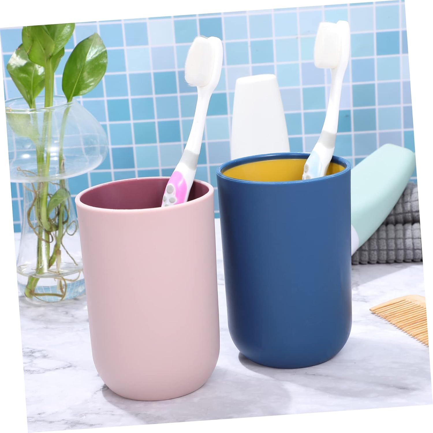 4PCS Simple Style Toothbrush Tumblers for Bathroom Use