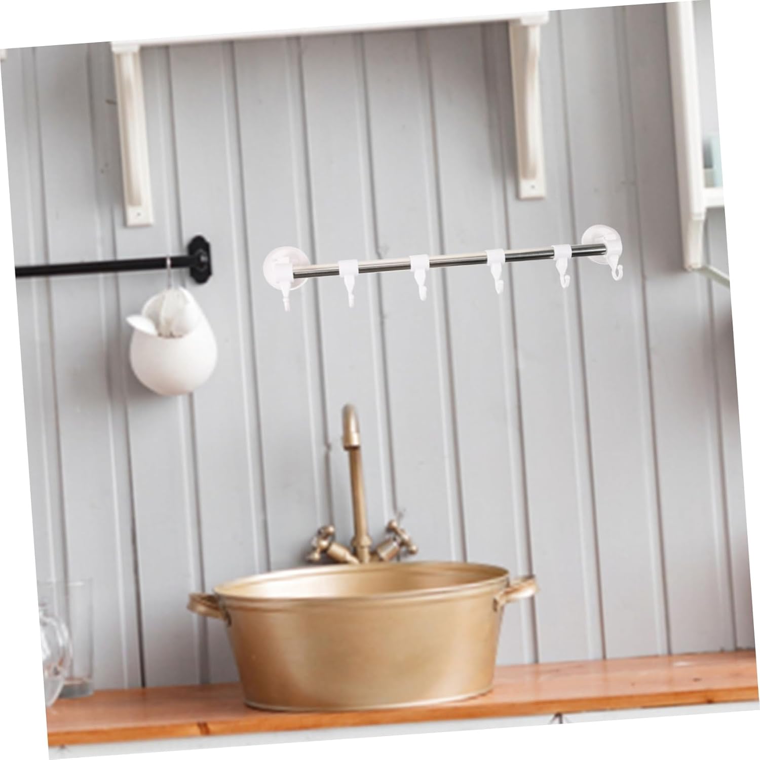Vaguelly Stainless Steel Suction Cup Towel Rack 6 Hooks No Drill