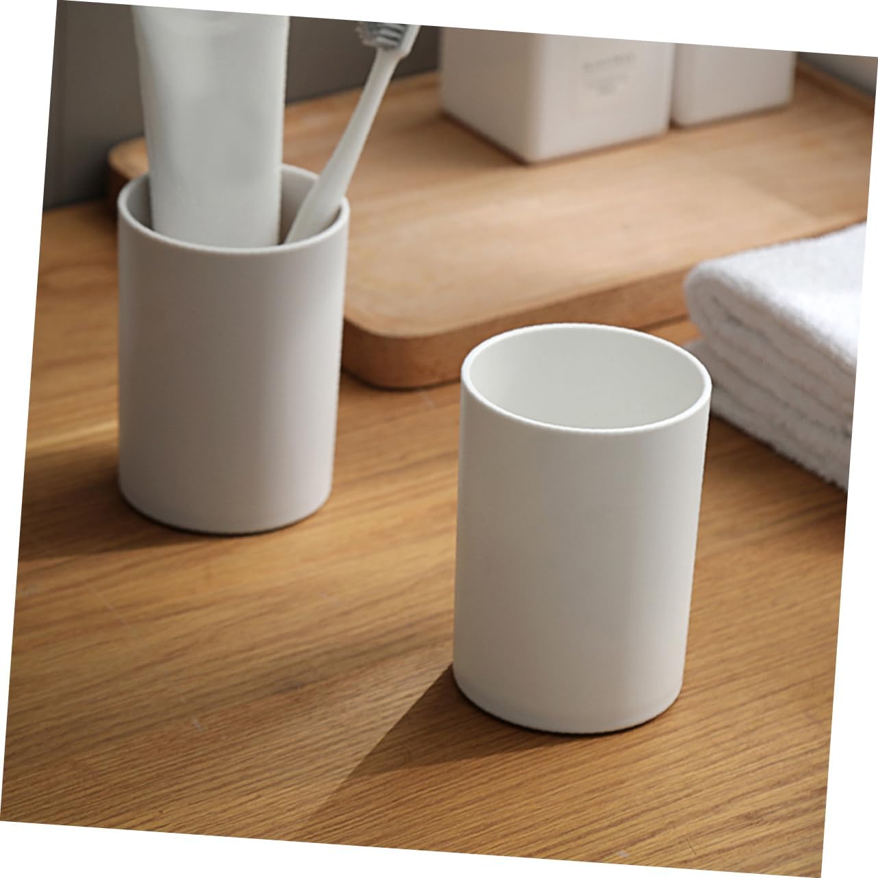 2pcs Reusable Plastic Toothbrush Cups for Bathroom