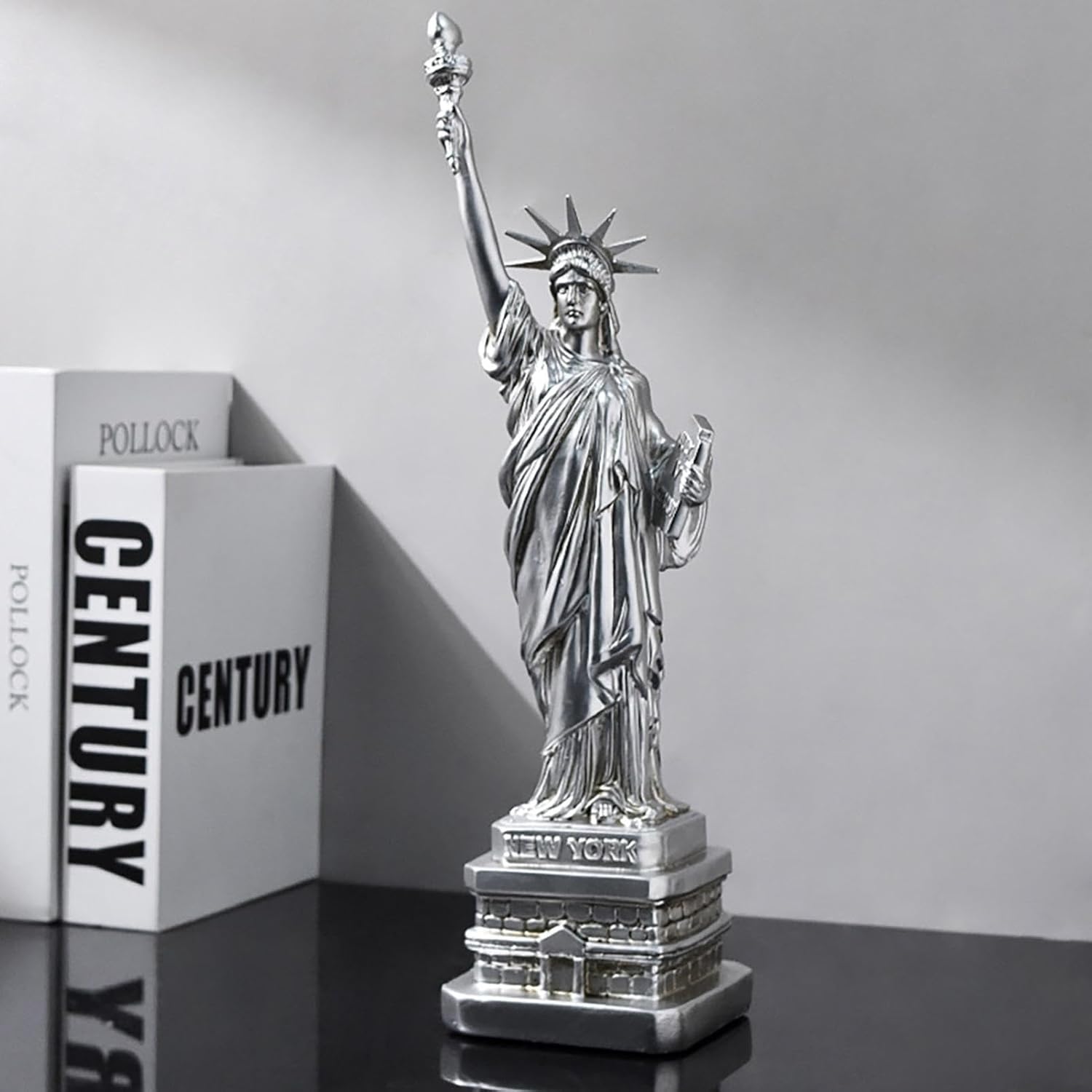 Elegant Statue of Freedom Women God Resin Ornament Silver 1