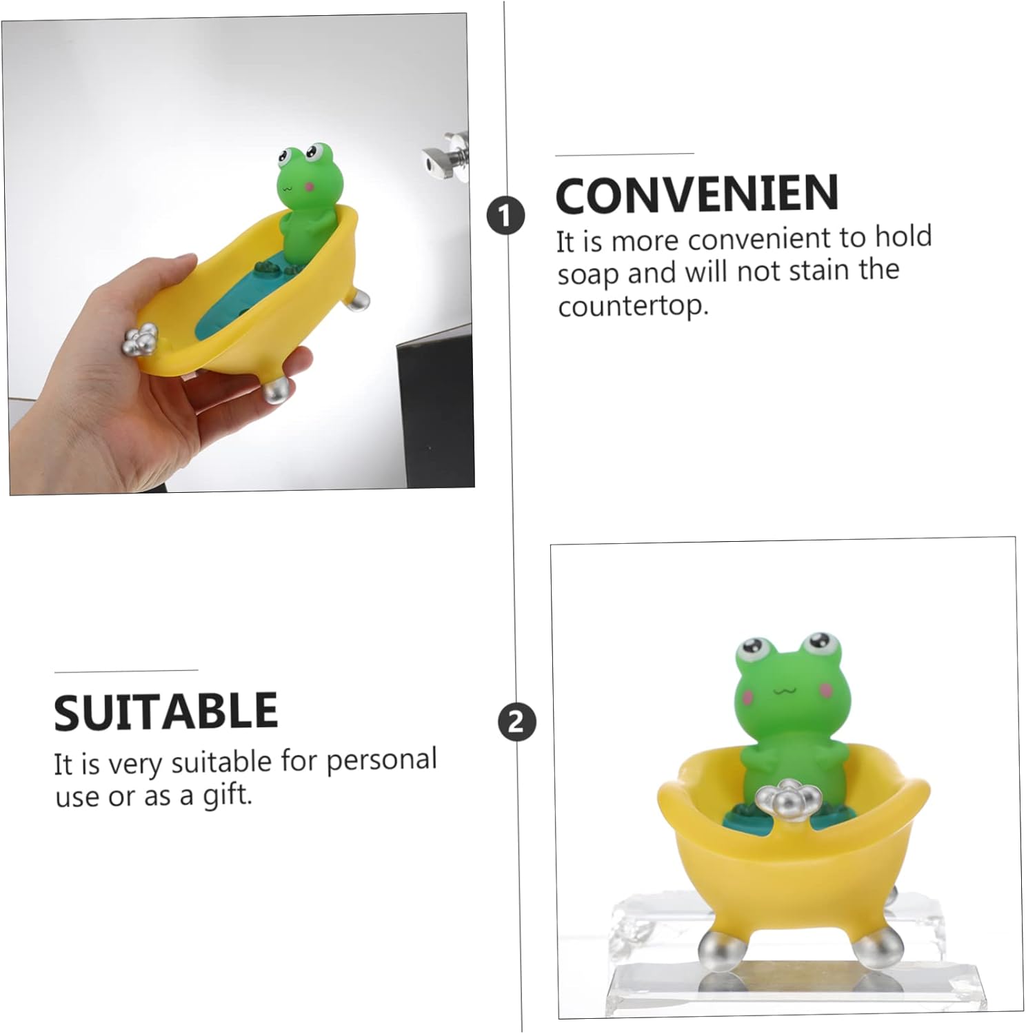 SHOWERORO 1pc Frog Soap Holder Drain Tray