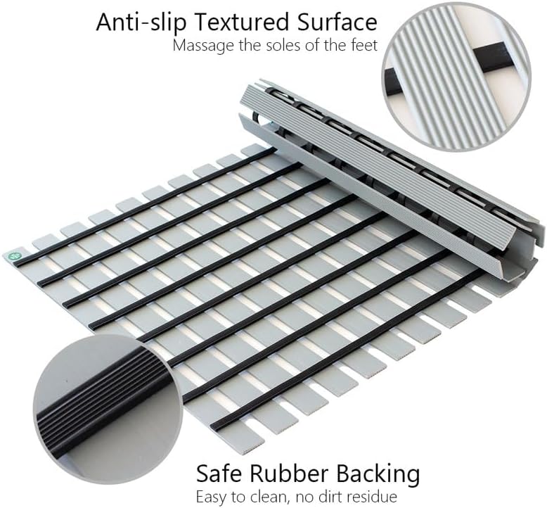 SUWUYUE Grey 17x26 Non-Slip Bath Mat with Drain Holes