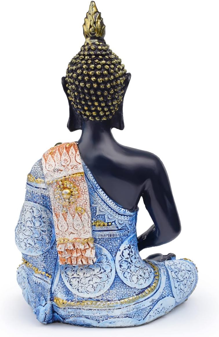 Polystone Buddha Meditating Statue Blue