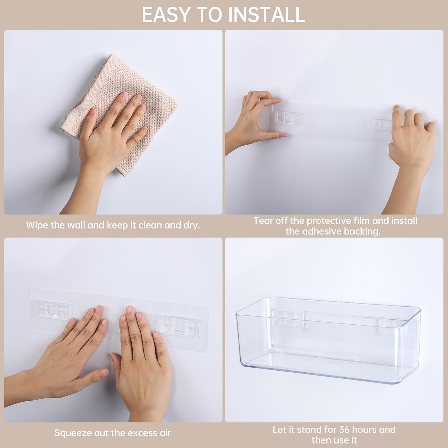 PAVSTINE 2 Pcs Clear Shower Shelf Organizer