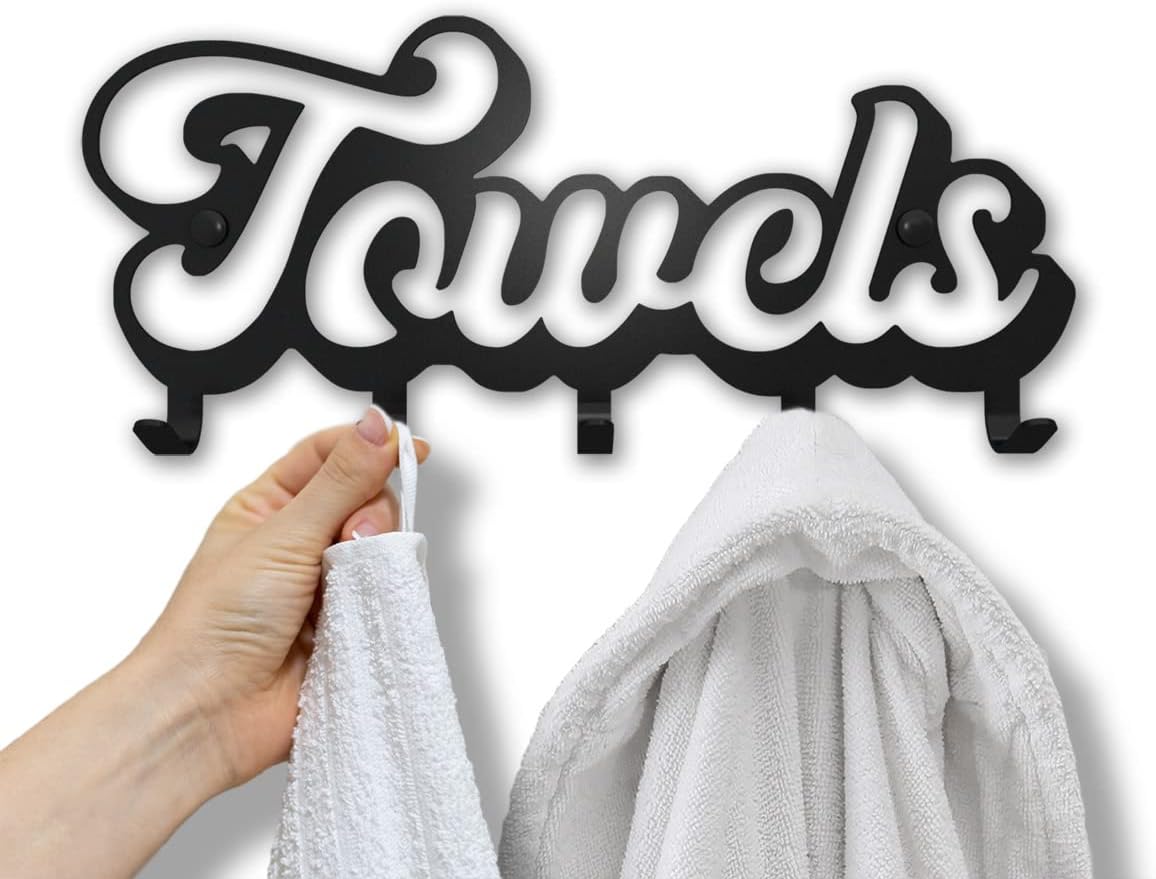 SirHoldeer Bath Towel Holder with 5 Hooks