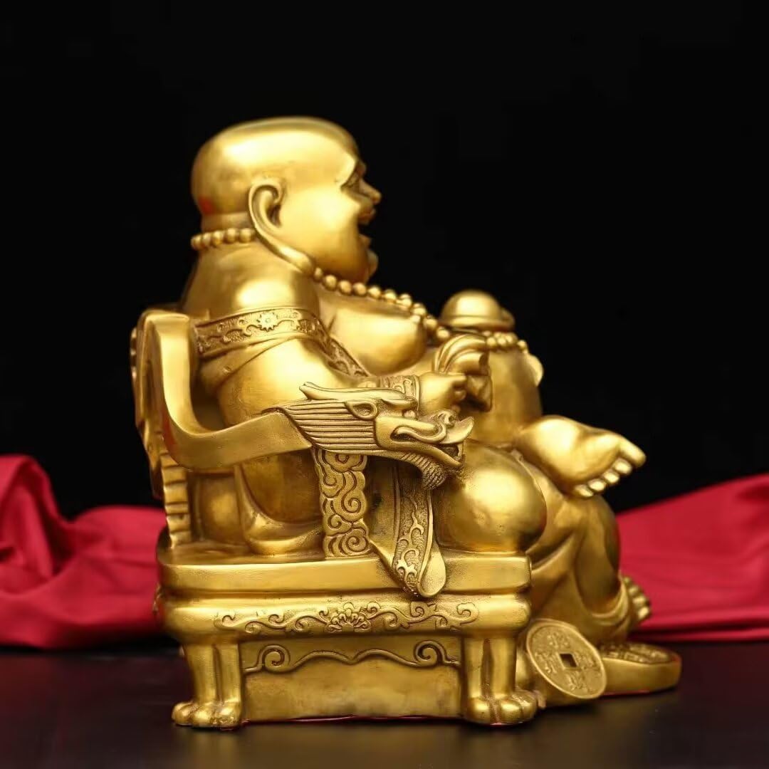 Julrybox Brass Maitreya Buddha Statue 24x28x28IN