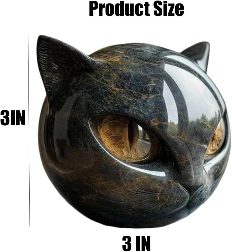 Luxury Black Cat Gemstone Sculpture Elegant Decor Gift