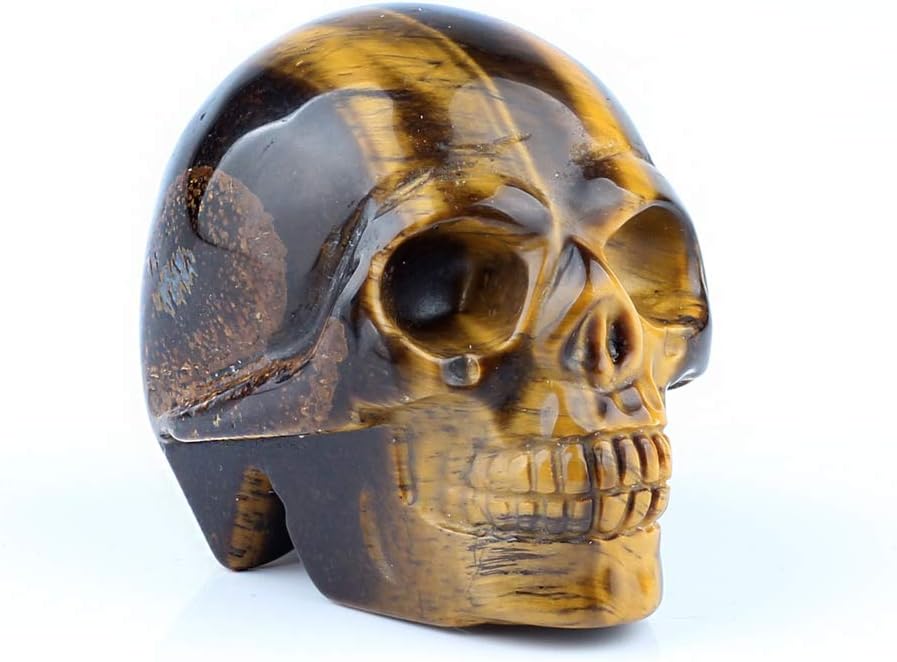 YWG Stone 50mm Yellow Tiger Eye Skull Figurine