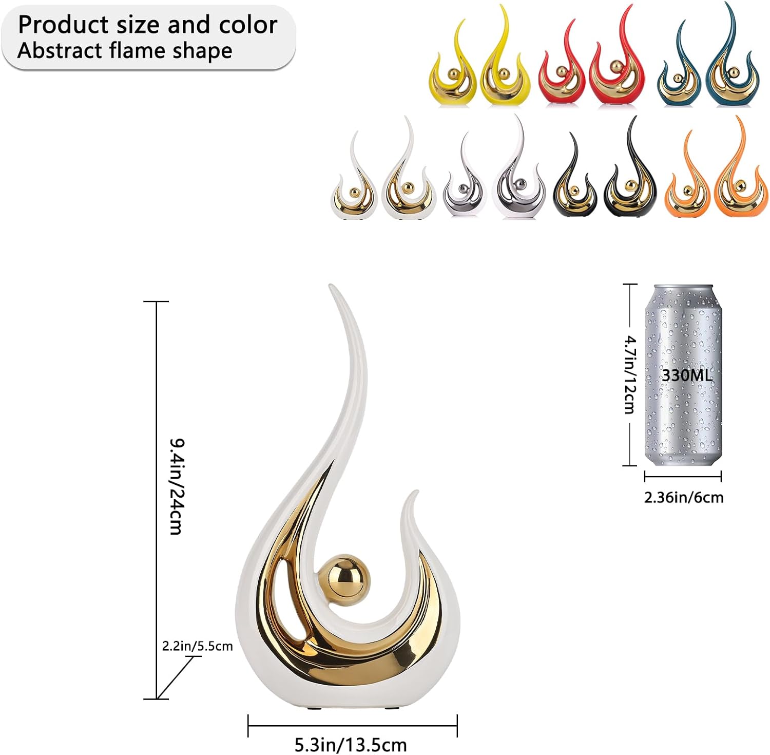 LCCCK Modern Ceramic Flame Statue for Home Decor