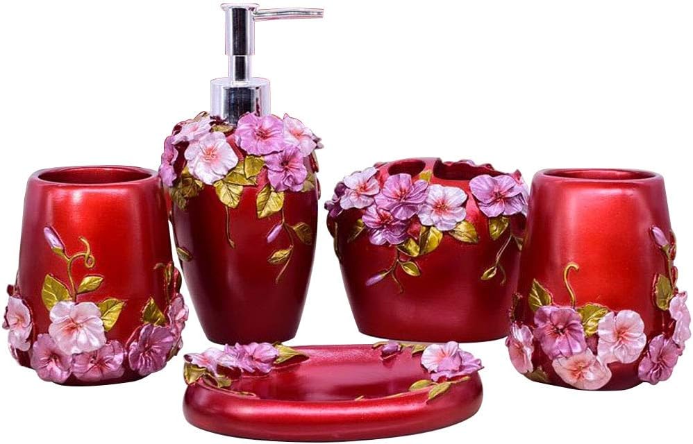 LUANT Marquee Red 5-Piece Bath Set