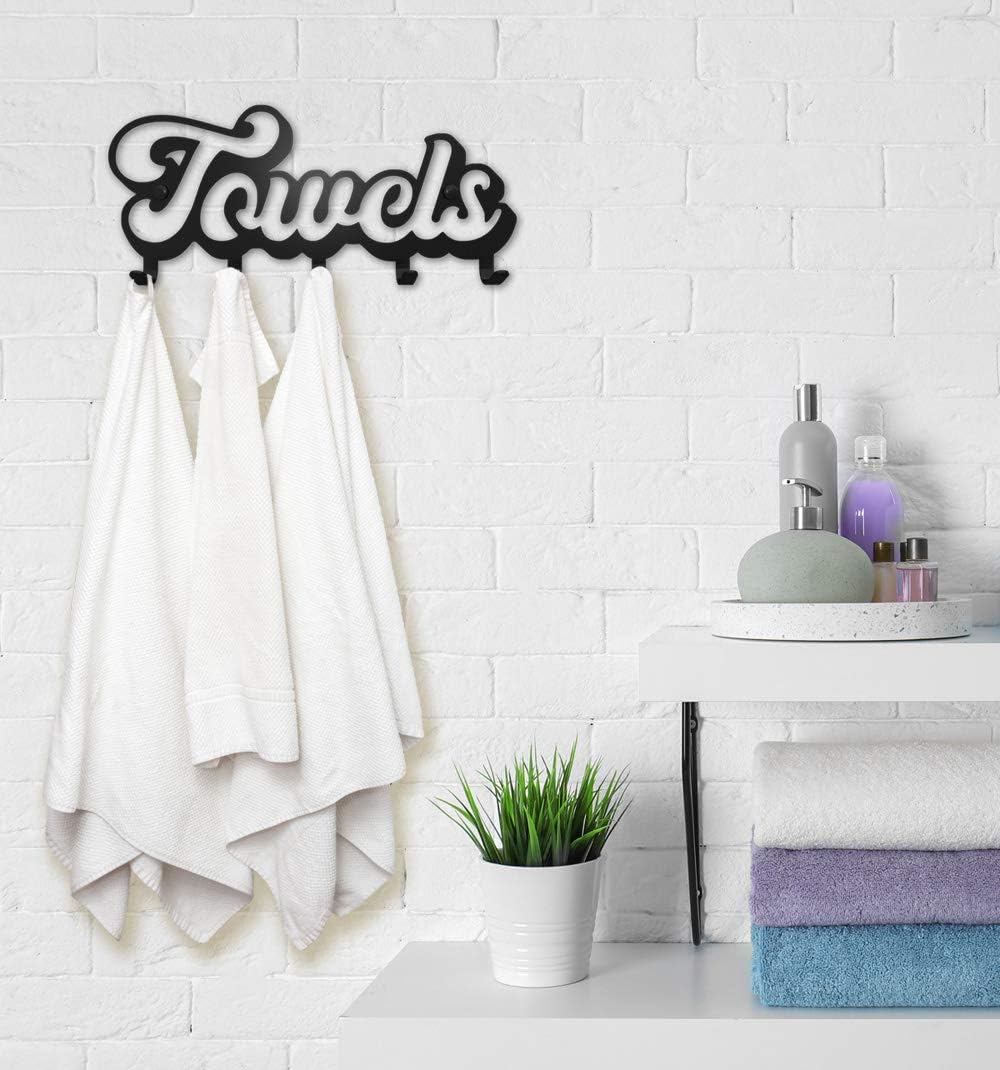 SirHoldeer Bath Towel Holder with 5 Hooks