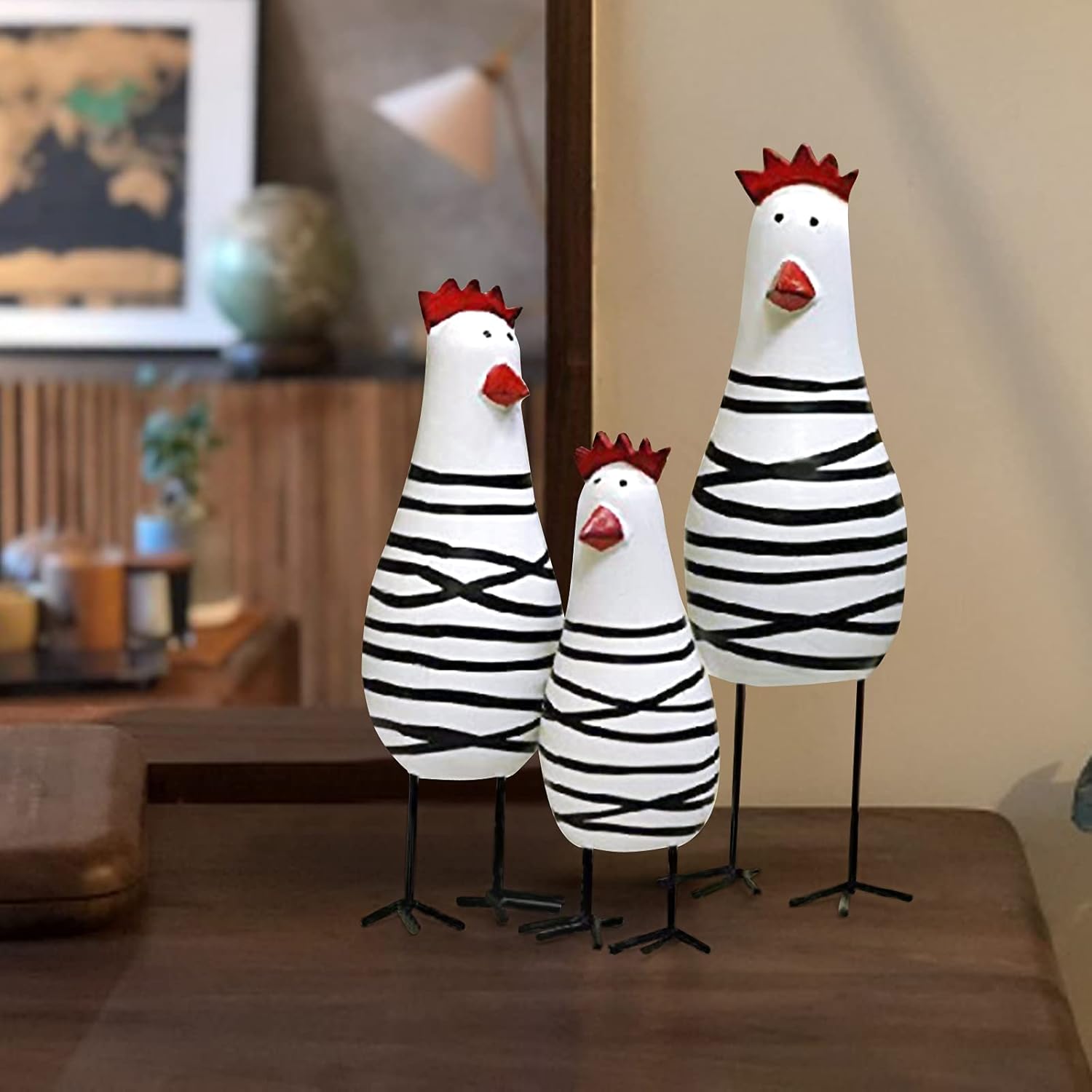 Notakia Wooden Rooster Home Decor Set of 3