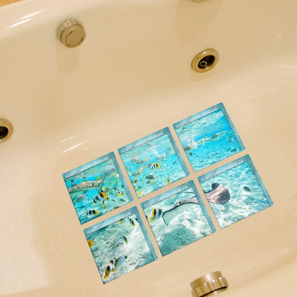 Vipolish 6Pcs 3D Bathtub Stickers Non Slip Safety Decals 1