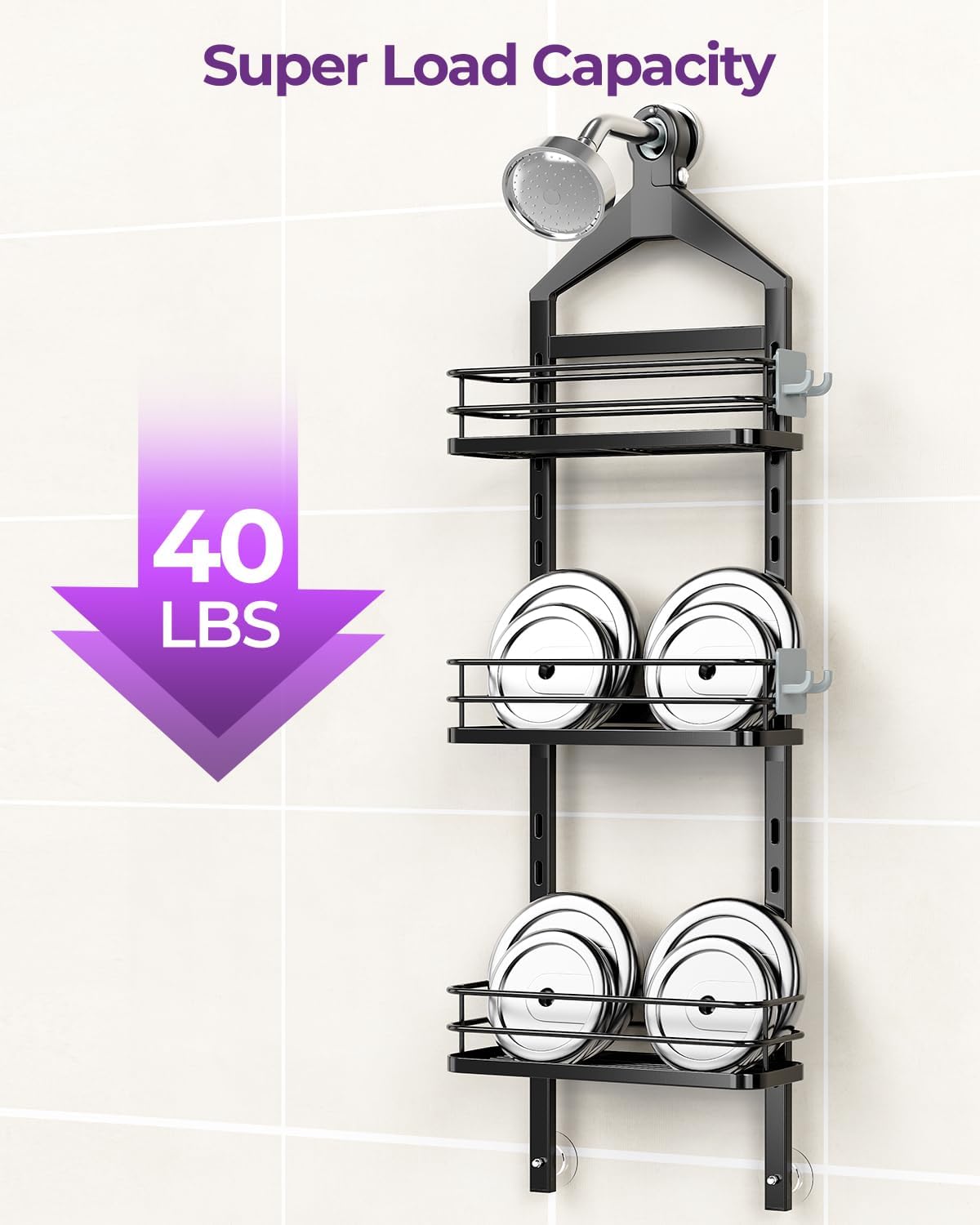 ODesign 3 Tier Adjustable Shower Caddy Organizer