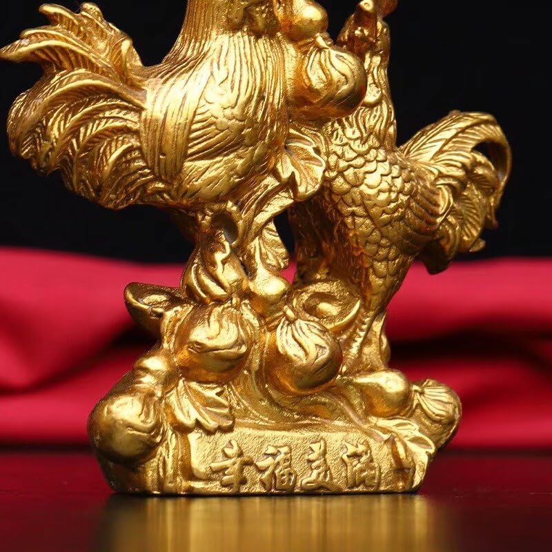 Julrybox Brass Chicken Feng Shui Statue