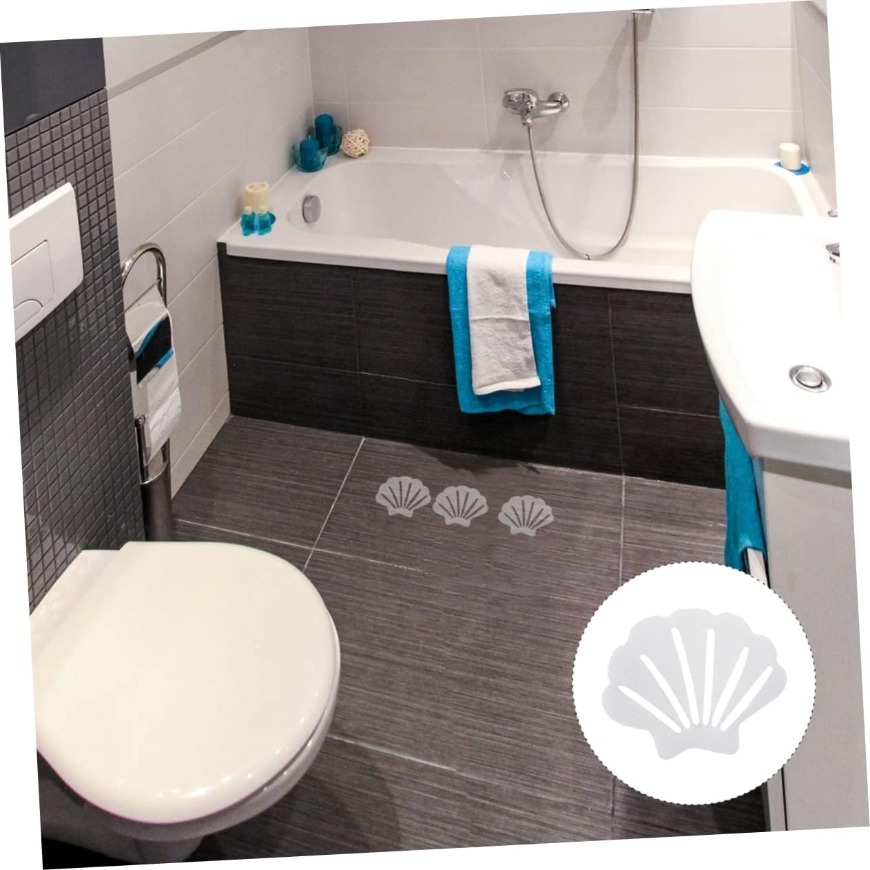 VOSAREA 12Pcs Shell Shape Safety Decals for Bathroom