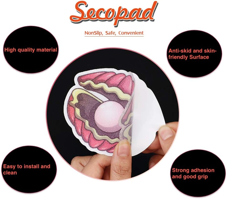 Secopad Non-Slip Bathtub Stickers 16 PCS Sea Shell Decal Treads