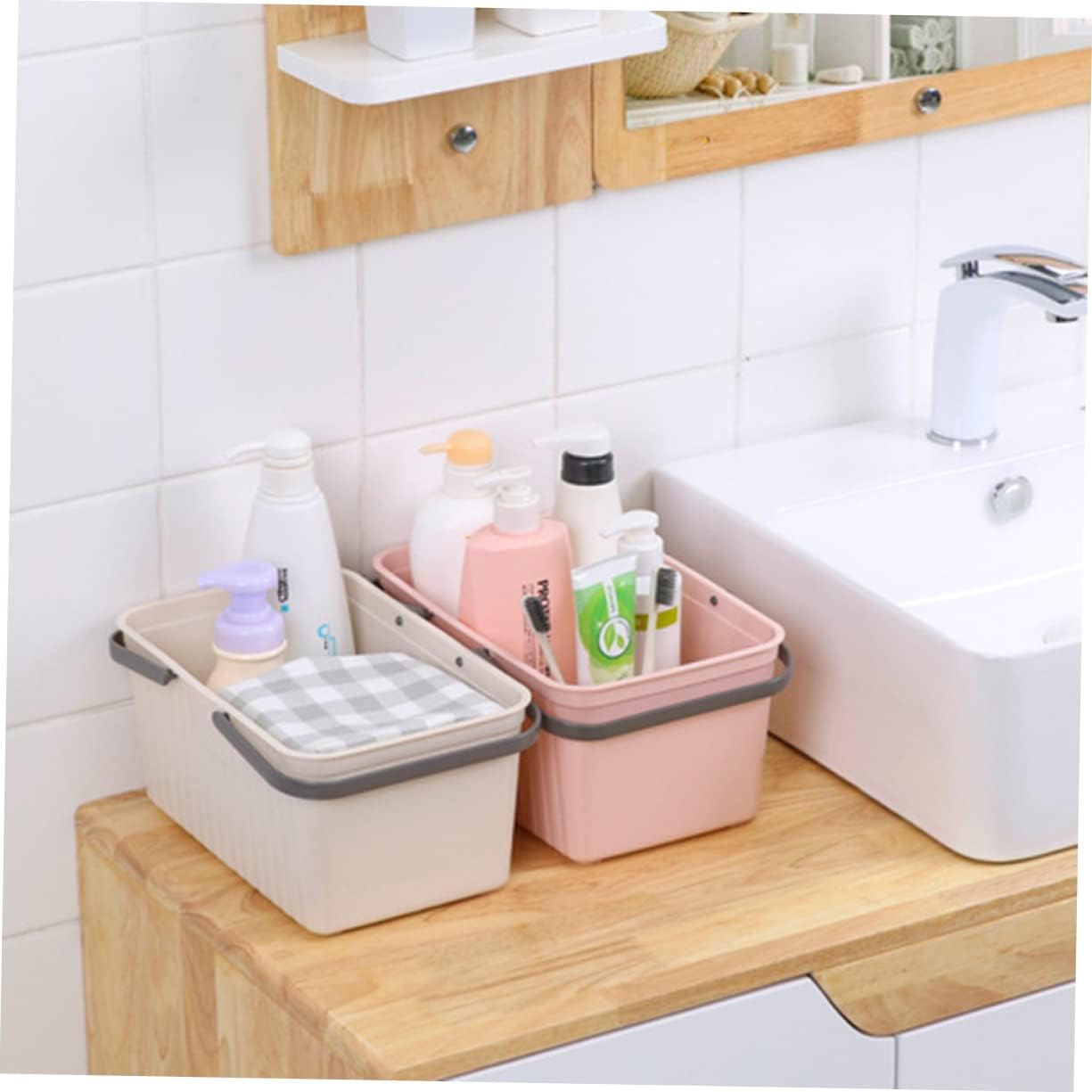 CANIGHT Portable Shower Basket with 2 Handles for Bathroom Storage