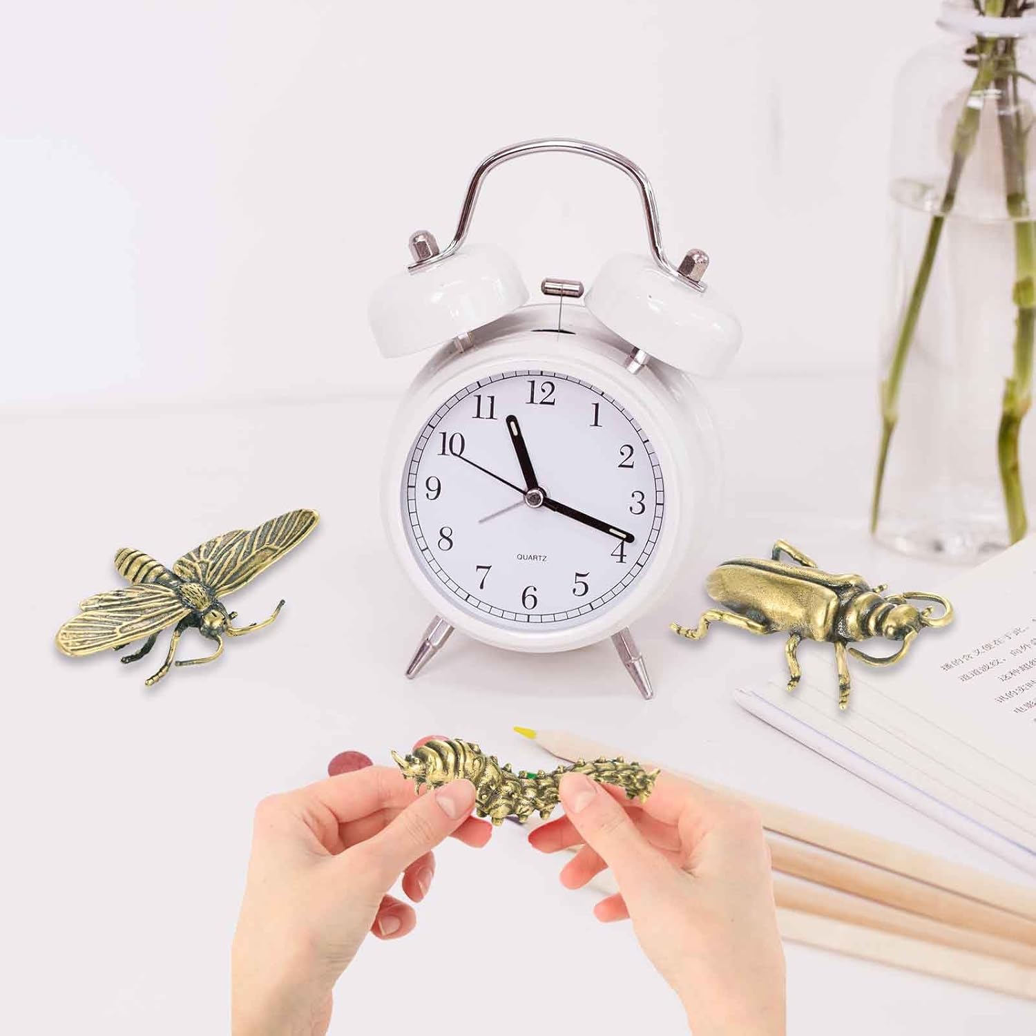SnowOwl Brass Insect Figurines 3PC Gold Decorations