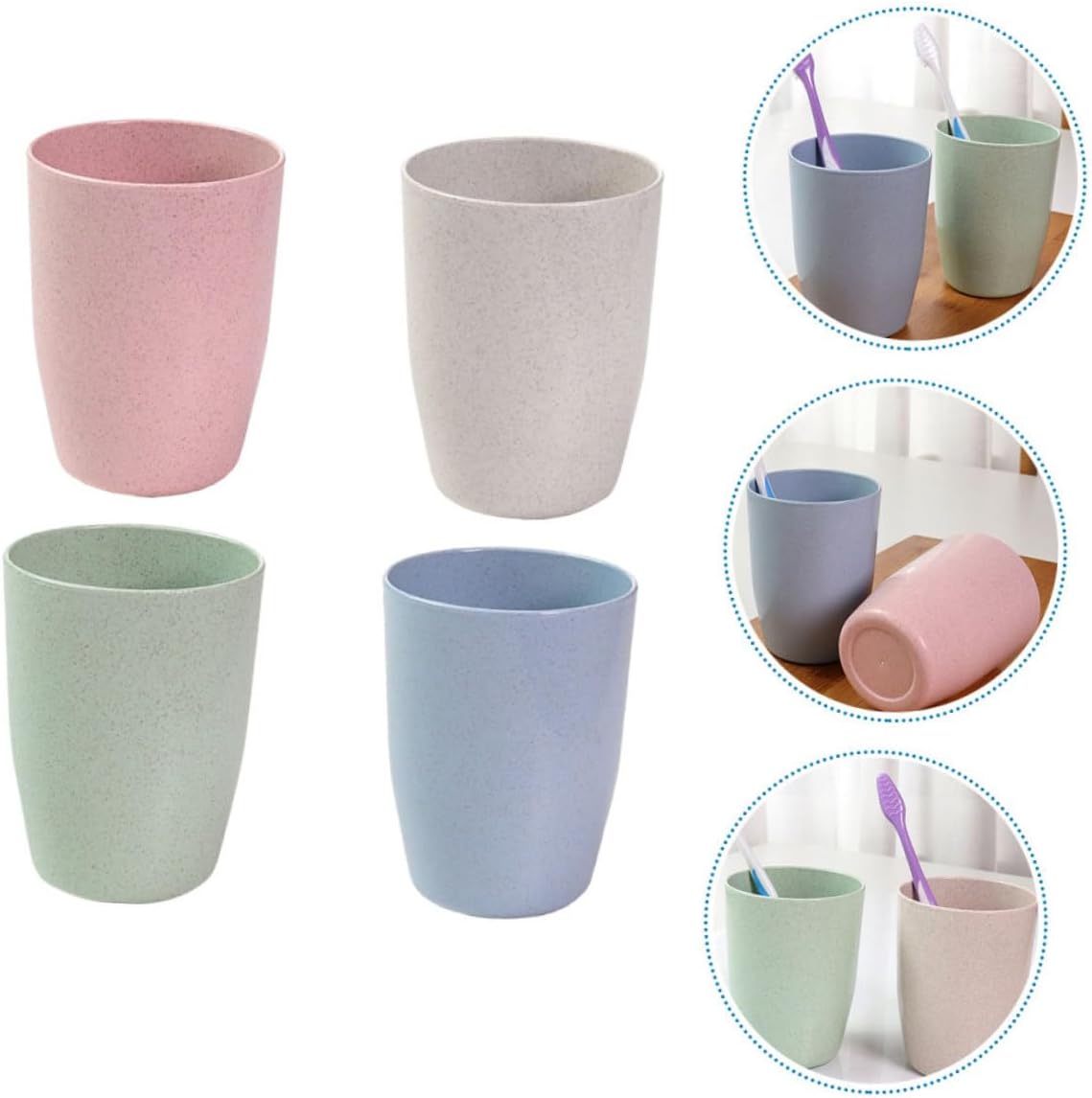 BRIGHTFUFU Wheat Straw Toothbrush Cup Holder for Bath