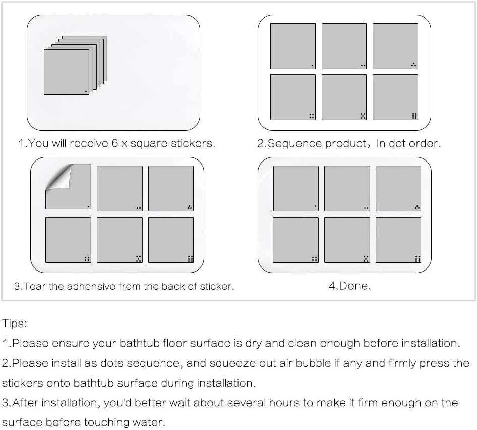 Vipolish 6Pcs 3D Bathtub Stickers Non Slip Safety Decals 1