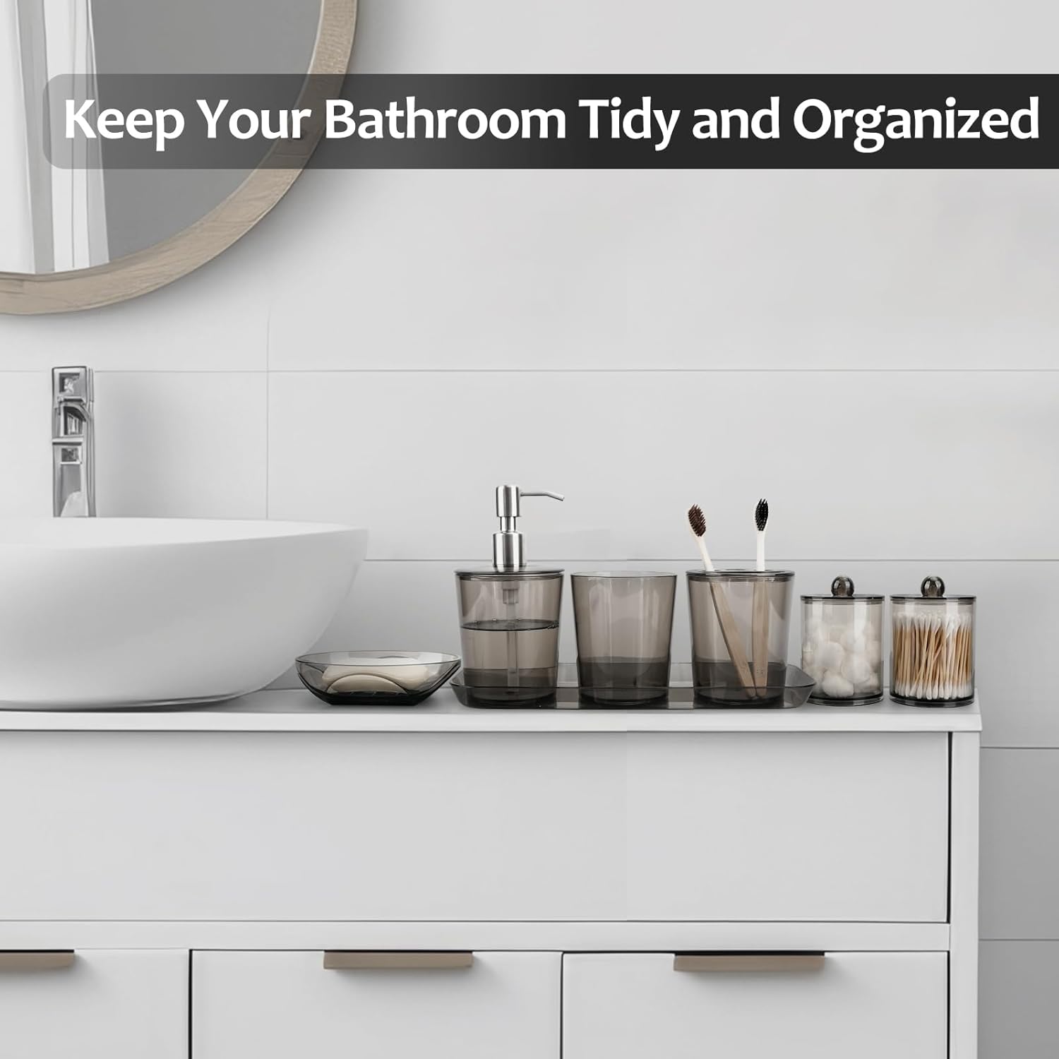 COAZEX 7-Piece Black Bathroom Accessories Set