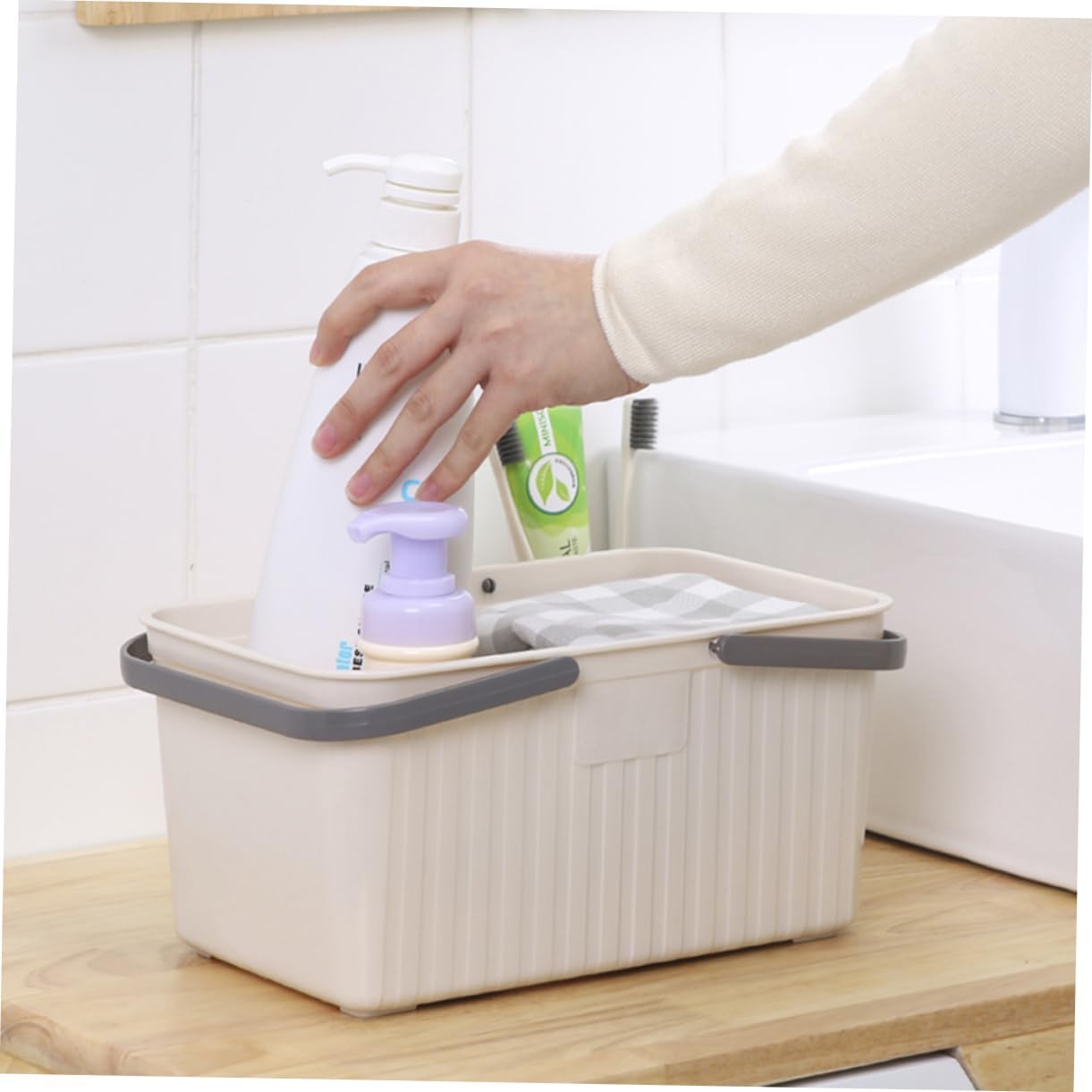 CANIGHT Portable Shower Basket with 2 Handles for Bathroom Storage