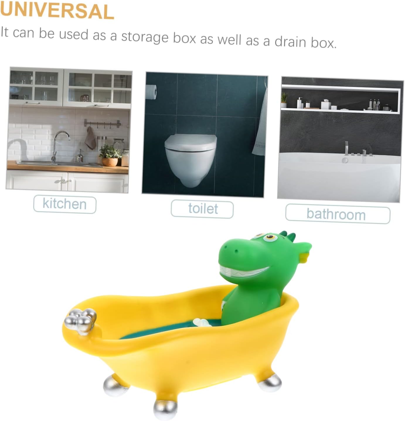 Dinosaur Soap Dish Cartoon Storage Drain Box
