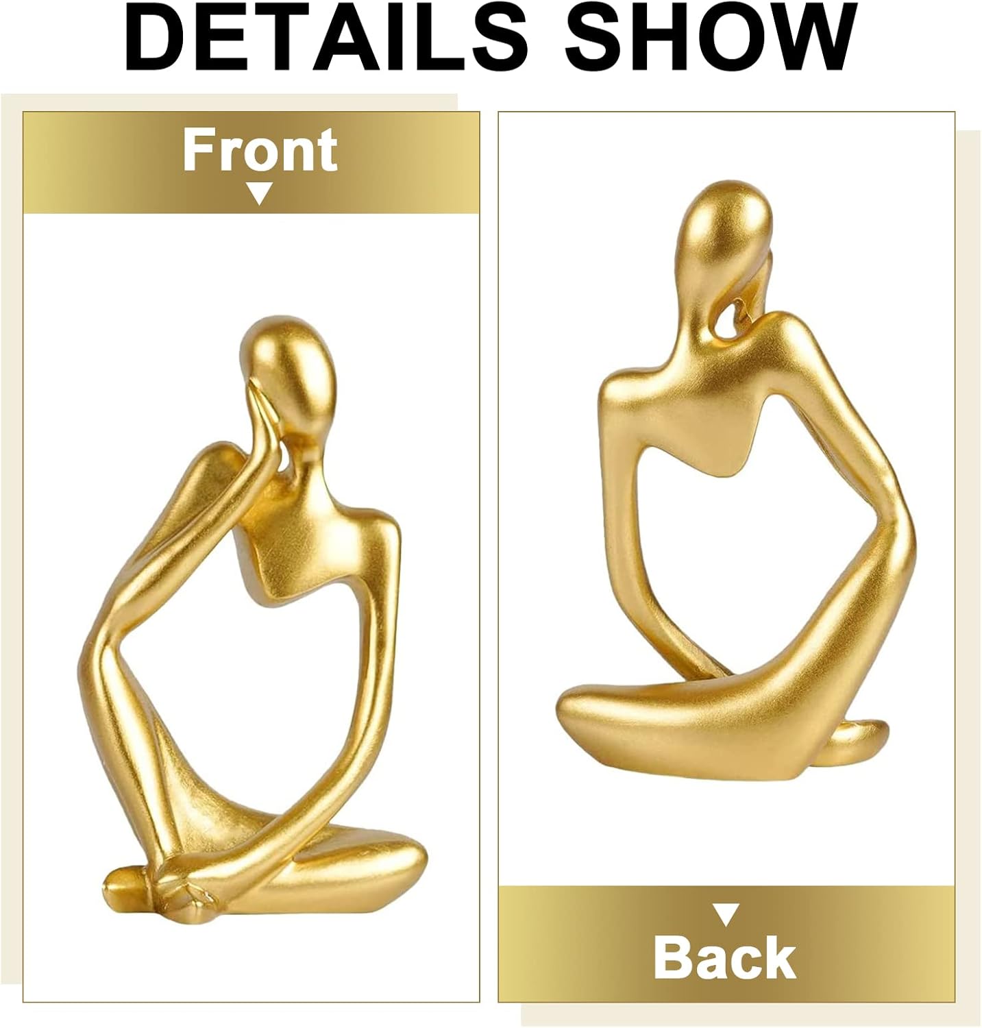 Gold Thinker Resin Statue 3Pcs Modern Art Decor