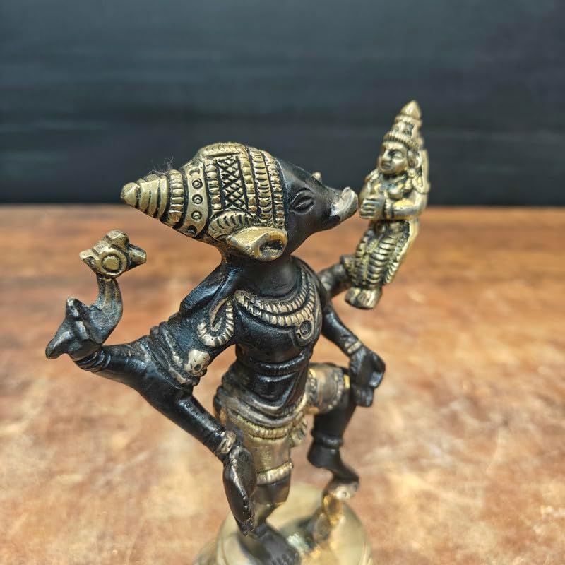 Statuestudio Brass Vishnu Laxmi Statue 7 Inch